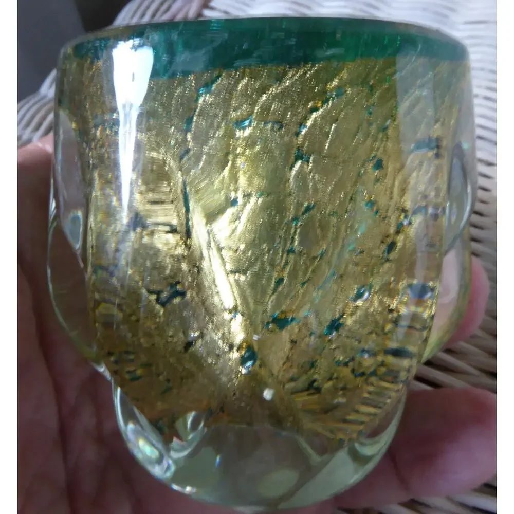 Barovier & Toso 24K Goldleaf Green Murano Glass Bud Vase 3